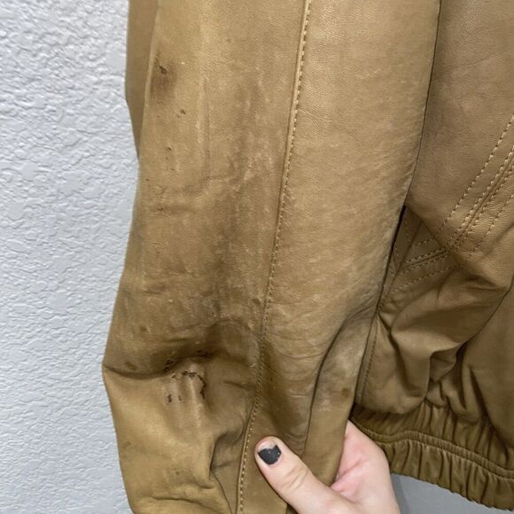 Lone Pine Womens Tan Leather Bomber Jacket Size Small - Picture 5 of 12